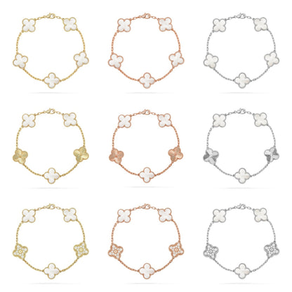 [Everoly JW] CLOVER WHITE PEARL MOP 5 MOTIF BRACELET COLLECTION