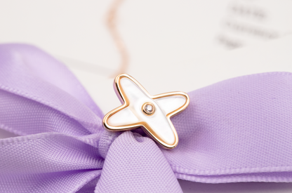 [Everoly JW]JEUX DE WHITE MOP PINK GOLD DIAMOND EARRINGS