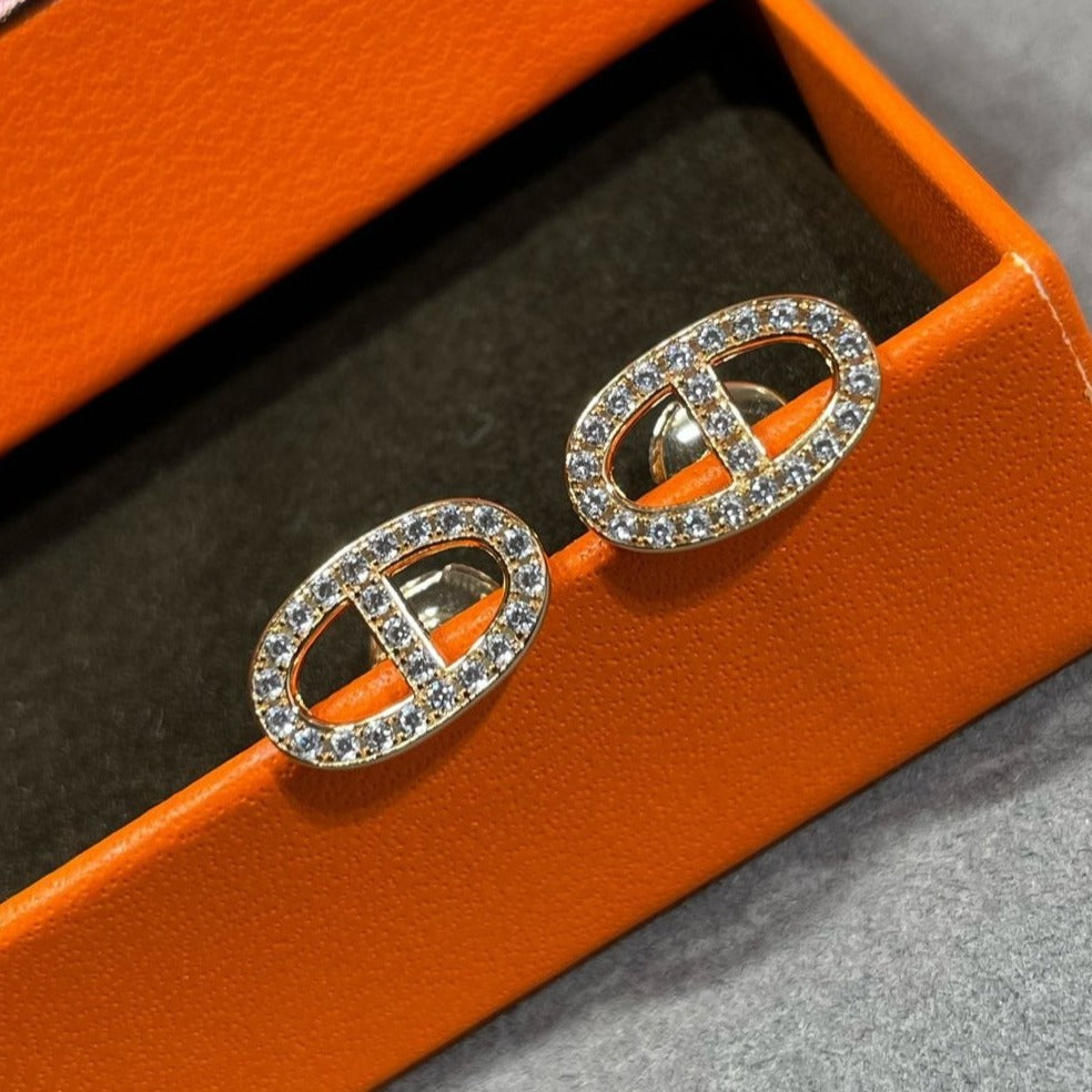 [Everoly JW]HM FULL DIAMOND PIG NOSE STUD EARRINGS