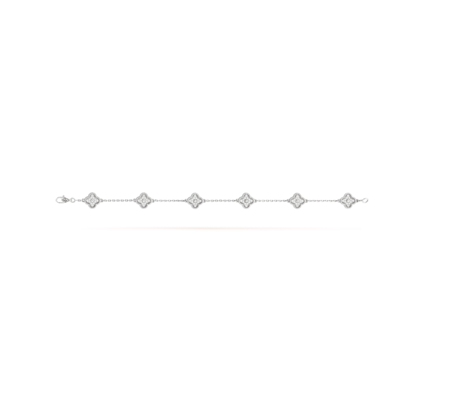 [Everoly JW]CLOVER 6 MOTIF SILVER DIAMOND BRACELET