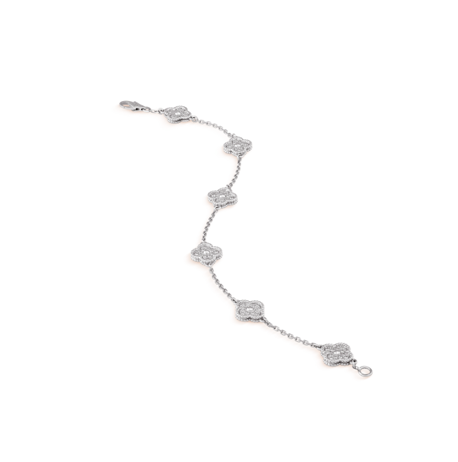 [Everoly JW]CLOVER 6 MOTIF SILVER DIAMOND BRACELET