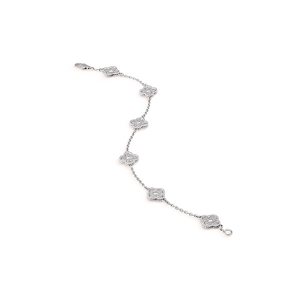 [Everoly JW]CLOVER 6 MOTIF SILVER DIAMOND BRACELET