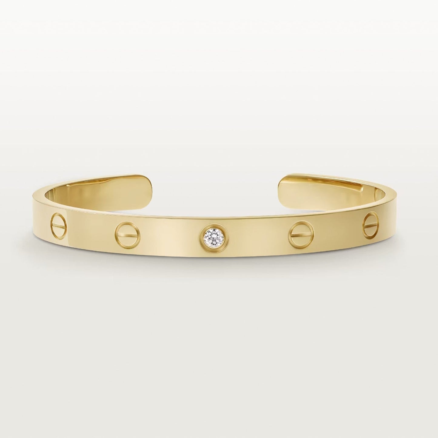 [Everoly JW] Liebesarmband, 6,1 mm, 1 Diamant, offene Manschette 