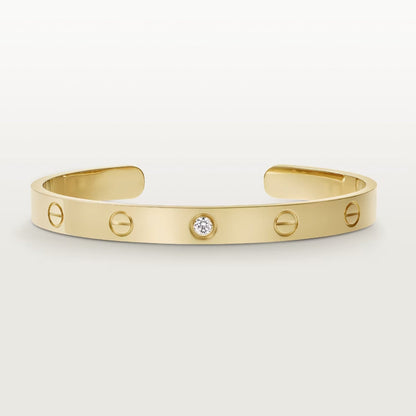 [Everoly JW] Liebesarmband, 6,1 mm, 1 Diamant, offene Manschette 