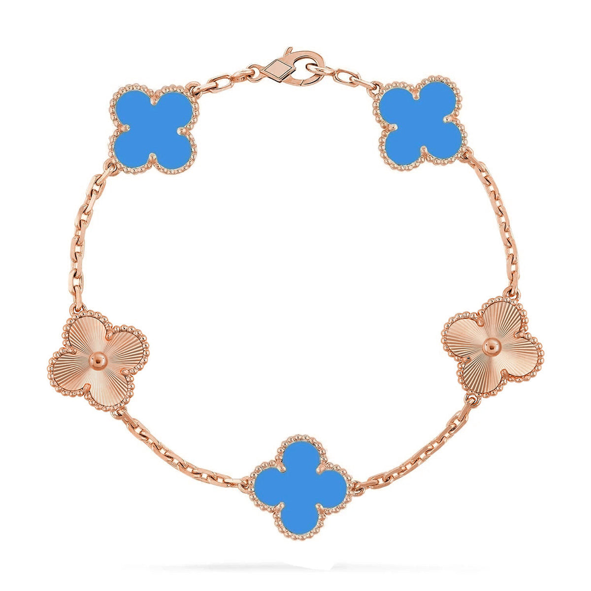 [Everoly JW]  CLOVER 5 MOTIF BLUE AGATE BRACELET COLLECTION