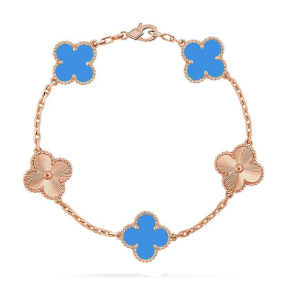 [Everoly JW]  CLOVER 5 MOTIF BLUE AGATE BRACELET COLLECTION