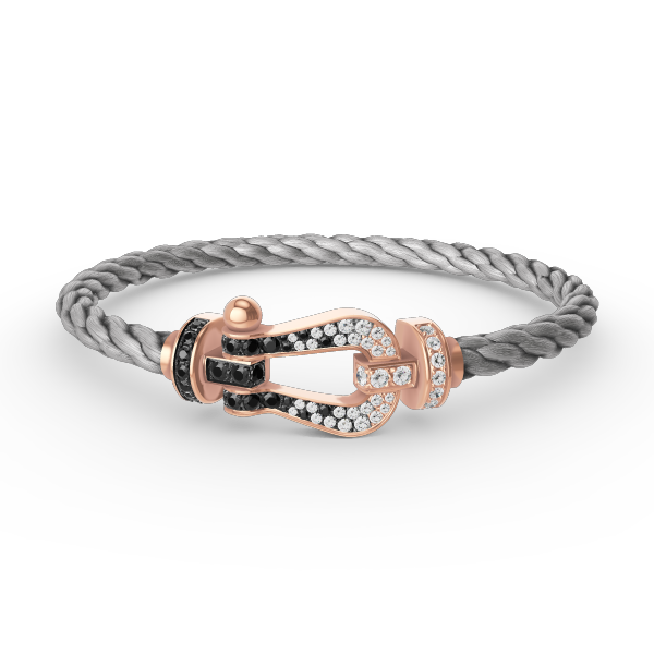 [Everoly JW]FORCE GROSSES HUFEISENARMBAND MIT SCHWARZ-WEISSEN DIAMANTEN UND ROSÉGOLD