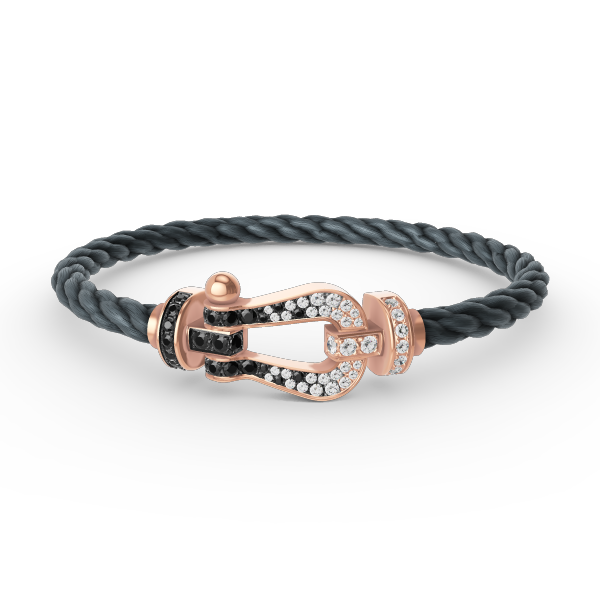 [Everoly JW]FORCE GROSSES HUFEISENARMBAND MIT SCHWARZ-WEISSEN DIAMANTEN UND ROSÉGOLD