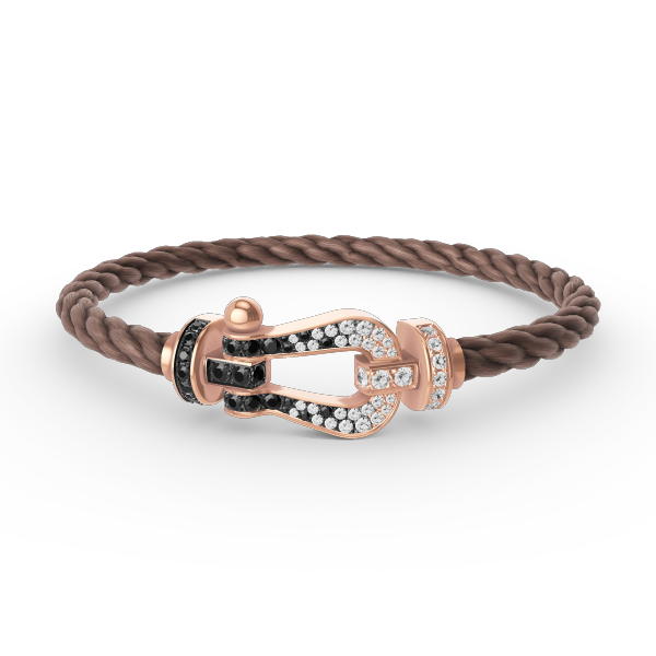 [Everoly JW]FORCE GROSSES HUFEISENARMBAND MIT SCHWARZ-WEISSEN DIAMANTEN UND ROSÉGOLD