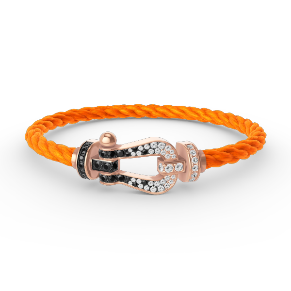 [Everoly JW]FORCE GROSSES HUFEISENARMBAND MIT SCHWARZ-WEISSEN DIAMANTEN UND ROSÉGOLD