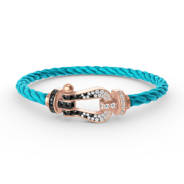 [Everoly JW]FORCE GROSSES HUFEISENARMBAND MIT SCHWARZ-WEISSEN DIAMANTEN UND ROSÉGOLD