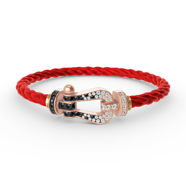 [Everoly JW]FORCE GROSSES HUFEISENARMBAND MIT SCHWARZ-WEISSEN DIAMANTEN UND ROSÉGOLD