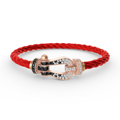 [Everoly JW]FORCE GROSSES HUFEISENARMBAND MIT SCHWARZ-WEISSEN DIAMANTEN UND ROSÉGOLD