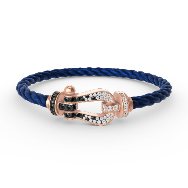[Everoly JW]FORCE GROSSES HUFEISENARMBAND MIT SCHWARZ-WEISSEN DIAMANTEN UND ROSÉGOLD