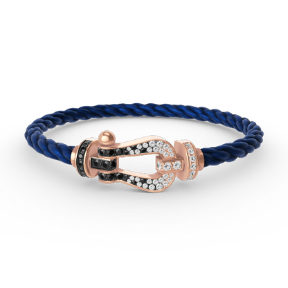 [Everoly JW]FORCE GROSSES HUFEISENARMBAND MIT SCHWARZ-WEISSEN DIAMANTEN UND ROSÉGOLD