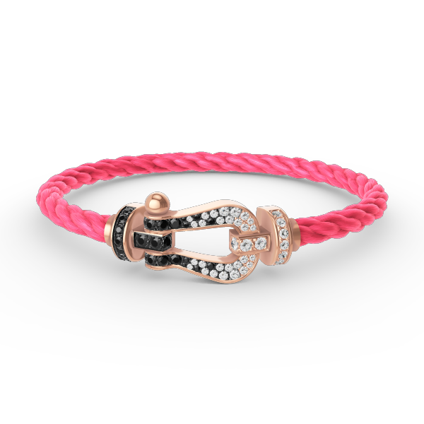 [Everoly JW]FORCE GROSSES HUFEISENARMBAND MIT SCHWARZ-WEISSEN DIAMANTEN UND ROSÉGOLD