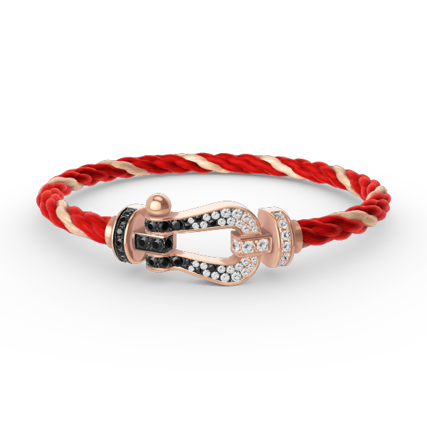 [Everoly JW]FORCE GROSSES HUFEISENARMBAND MIT SCHWARZ-WEISSEN DIAMANTEN UND ROSÉGOLD