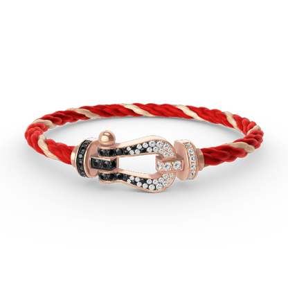 [Everoly JW]FORCE GROSSES HUFEISENARMBAND MIT SCHWARZ-WEISSEN DIAMANTEN UND ROSÉGOLD