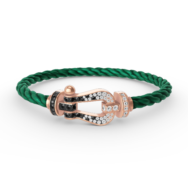 [Everoly JW]FORCE GROSSES HUFEISENARMBAND MIT SCHWARZ-WEISSEN DIAMANTEN UND ROSÉGOLD