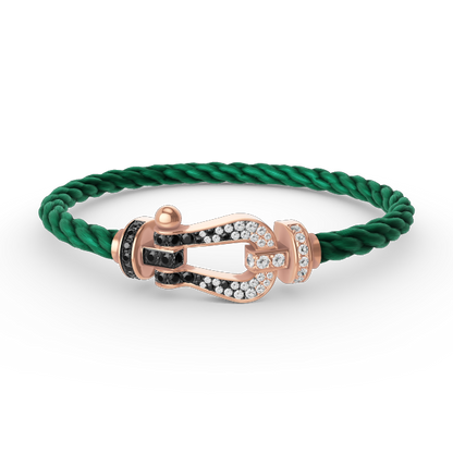[Everoly JW]FORCE GROSSES HUFEISENARMBAND MIT SCHWARZ-WEISSEN DIAMANTEN UND ROSÉGOLD