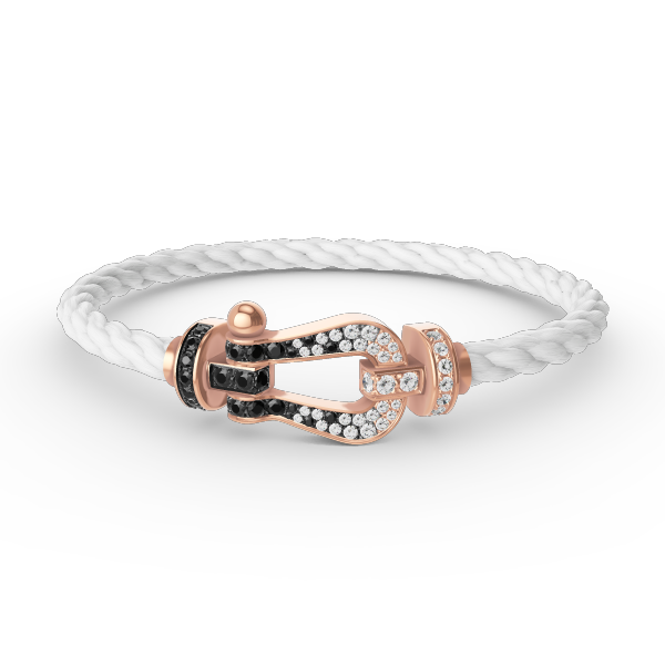 [Everoly JW]FORCE GROSSES HUFEISENARMBAND MIT SCHWARZ-WEISSEN DIAMANTEN UND ROSÉGOLD