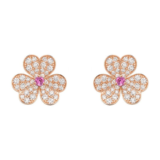 [Everoly JW]FRIVOLE PINK GOLD FLOWER DIAMOND EARRINGS