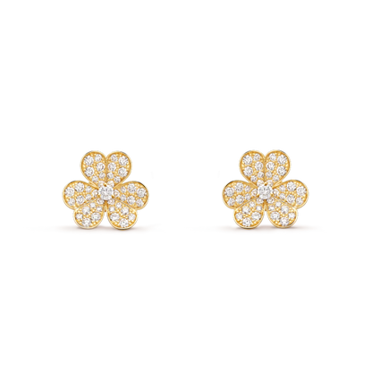 [Everoly JW]FRIVOLE GOLD BLUMEN DIAMANT OHRRINGE 