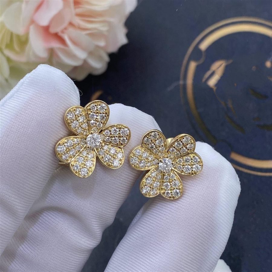 [Everoly JW]FRIVOLE GOLD BLUMEN DIAMANT OHRRINGE 