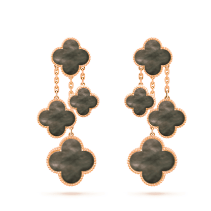 [Everoly JW]CLOVER EARRINGS DARK MOP 4 MOTIFS ROSE GOLD