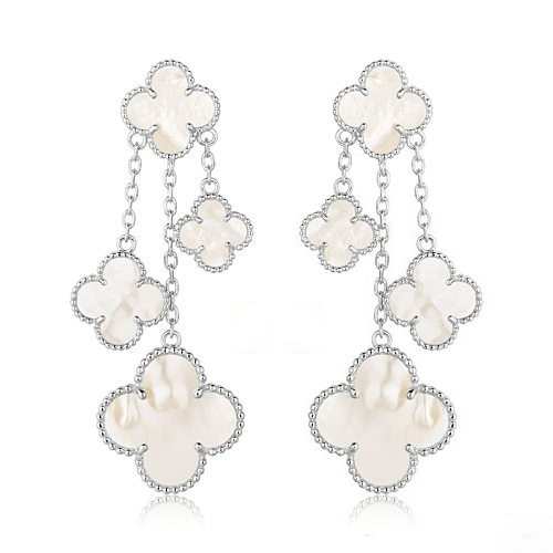 [Everoly JW]CLOVER EARRINGS WHITE MOP 4 MOTIFS SILVER