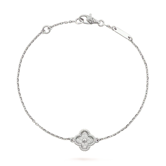 [Everoly JW]CLOVER  SINGLE FLOWER BRACELET SILVER