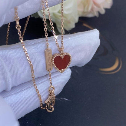 [Everoly JW]SWEET CLOVER CARNELIAN HEART NECKLACE