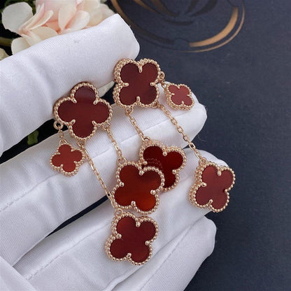 [Everoly JW]CLOVER EARRINGS CARNELIAN 4 MOTIFS PINK GOLD