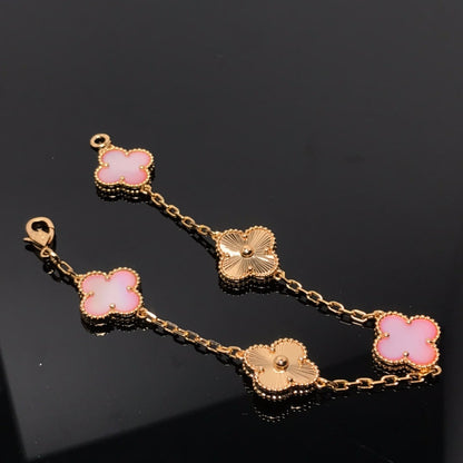 [Violet JW]CLOVER BRACELET 5 MOTIF PINK AND PINK GOLD