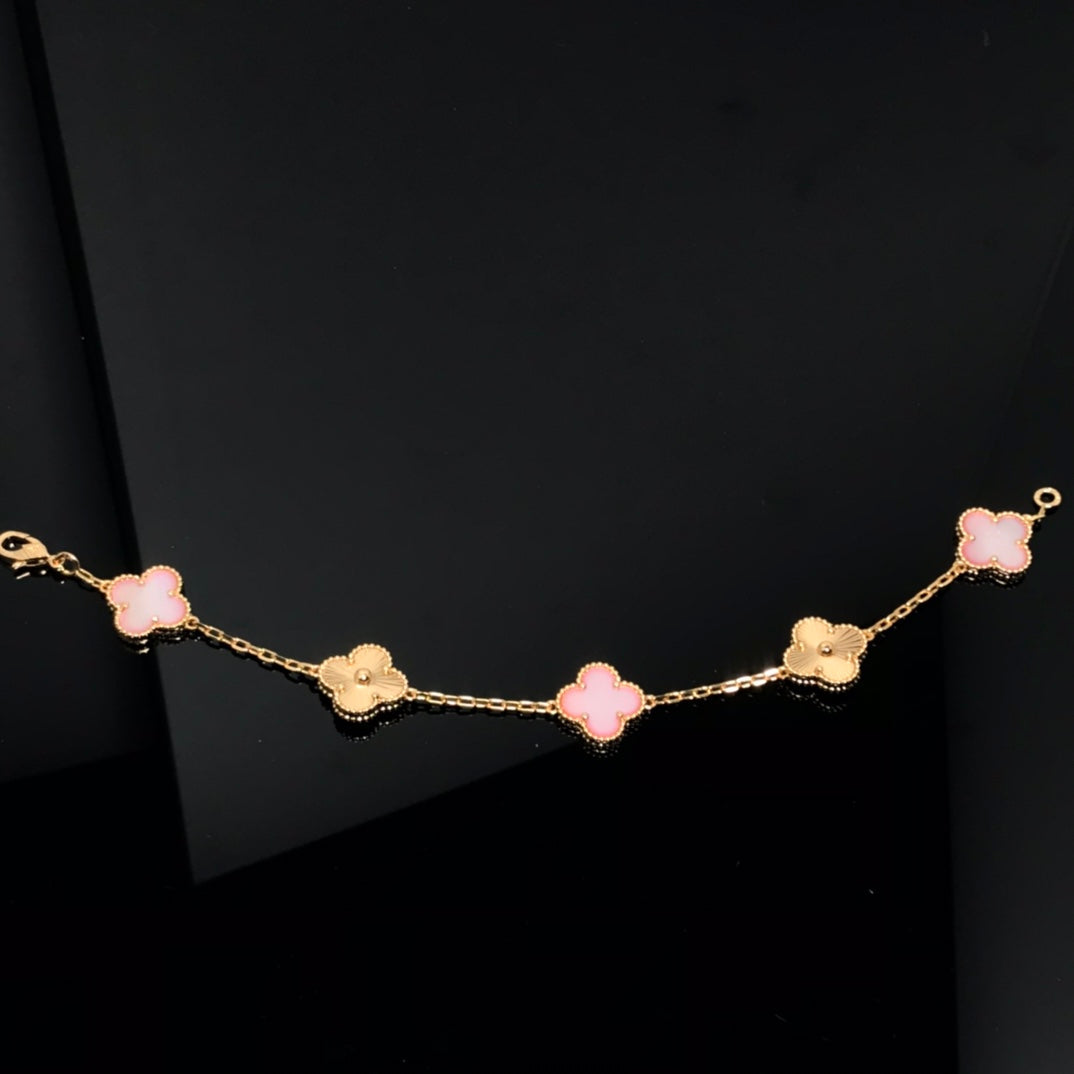 [Violet JW]CLOVER BRACELET 5 MOTIF PINK AND PINK GOLD