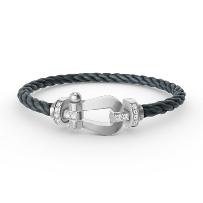 [Everoly JW]FORCE GROSSES HUFEISEN-HALBDIAMANTARMBAND SILBER